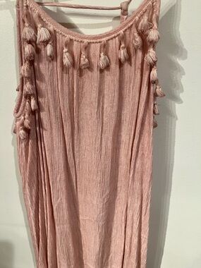Francesca's Dusty Rose Tassel-Trim Sleeveless Dress
